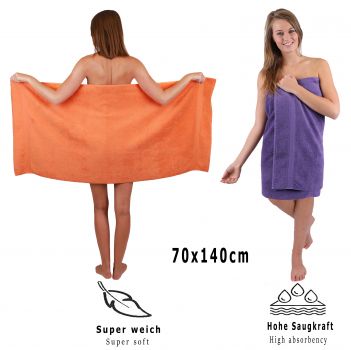 Betz Set di 10 asciugamani Classic-Premium 2 lavette 2 asciugamani per ospiti 4 asciugamani 2 asciugamani da doccia 100 % cotone colore lilla e arancione