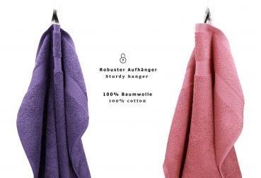 Betz 10 Piece Towel Set CLASSIC 100% Cotton 2 Bath Towels 4 Hand Towels 2 Guest Towels 2 Face Cloths Colour: purple & old rose