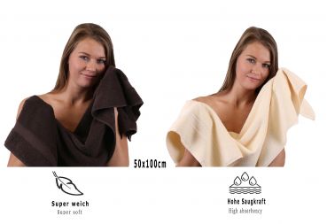 Betz 10 Piece Towel Set CLASSIC 100% Cotton 2 Bath Towels 4 Hand Towels 2 Guest Towels 2 Face Cloths Colour: dark brown & beige