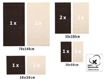 Betz Set di 10 asciugamani Classic 2 lavette 2 asciugamani per ospiti 4 asciugamani 2 asciugamani da doccia 100 % cotone colore marrone scuro e beige