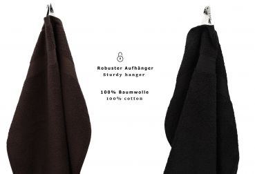 Betz 10 Piece Towel Set CLASSIC 100% Cotton 2 Bath Towels 4 Hand Towels 2 Guest Towels 2 Face Cloths Colour: dark brown & black