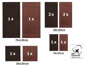 Betz 10 Piece Towel Set CLASSIC 100% Cotton 2 Bath Towels 4 Hand Towels 2 Guest Towels 2 Face Cloths Colour: dark brown & hazel