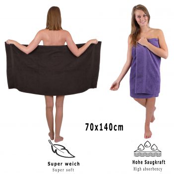 Betz 10 Piece Towel Set CLASSIC 100% Cotton 2 Bath Towels 4 Hand Towels 2 Guest Towels 2 Face Cloths Colour: dark brown & purple