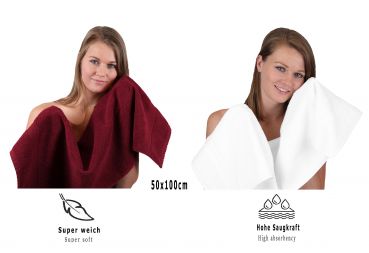 Betz Set di 10 asciugamani Classic-Premium 2 lavette 2 asciugamani per ospiti 4 asciugamani 2 asciugamani da doccia 100 % cotone colore rosso scuro e bianco