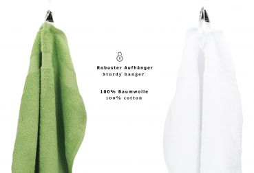 Betz Set di 10 asciugamani Classic-Premium 2 lavette 2 asciugamani per ospiti 4 asciugamani 2 asciugamani da doccia 100 % cotone colore verde mela e bianco
