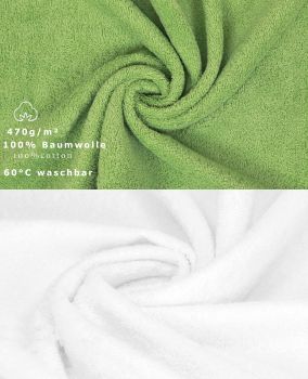 Betz 10-tlg. Handtuch-Set CLASSIC 100% Baumwolle 2 Duschtücher 4 Handtücher 2 Gästetücher 2 Seiftücher Farbe apfelgrün und weiß
