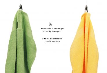 Betz Juego de 10 toallas CLASSIC 100% algodón 2 toallas de baño 4 toallas de lavabo 2 toallas de tocador 2 toallas faciales verde manzana y amarillo