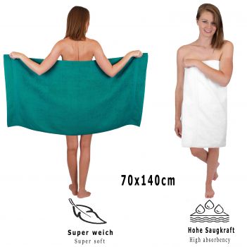 Betz Set di 10 asciugamani Classic-Premium 2 lavette 2 asciugamani per ospiti 4 asciugamani 2 asciugamani da doccia 100 % cotone colore verde smeraldo e bianco