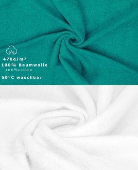 Betz 10 Piece Towel Set CLASSIC 100% Cotton 2 Face Cloths 2 Guest Towels 4 Hand Towels 2 Bath Towels Colour: emerald green & white