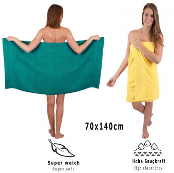 Betz Set di 10 asciugamani Classic-Premium 2 lavette 2 asciugamani per ospiti 4 asciugamani 2 asciugamani da doccia 100 % cotone colore verde smeraldo e giallo