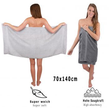 Betz 10 Piece Towel Set CLASSIC 100% Cotton 2 Face Cloths 2 Guest Towels 4 Hand Towels 2 Bath Towels Colour: anthracite grey & silver grey