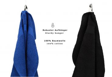 Betz Set di 10 asciugamani Classic-Premium 2 lavette 2 asciugamani per ospiti 4 asciugamani 2 asciugamani da doccia 100 % cotone colore blu reale e nero