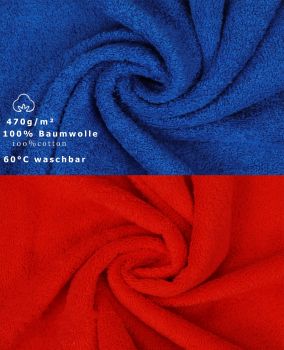 Betz 10-tlg. Handtuch-Set CLASSIC 100%Baumwolle 2 Duschtücher 4 Handtücher 2 Gästetücher 2 Seiftücher Farbe royalblau und rot
