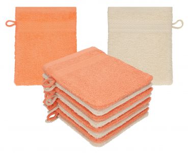 Betz Paquete de 10 manoplas de baño PREMIUM 100% algodón 16x21 cm naranja sanguíneo y beige arena