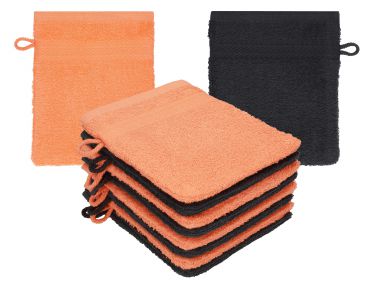 Betz set di 10 guanti da bagno PREMIUM 100 % cotone misure 16 x 21 cm arancio sanguinello - grafite