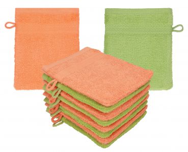 Betz Paquete de 10 manoplas de baño PREMIUM 100% algodón 16x21 cm naranja sanguíneo y verde aguacate