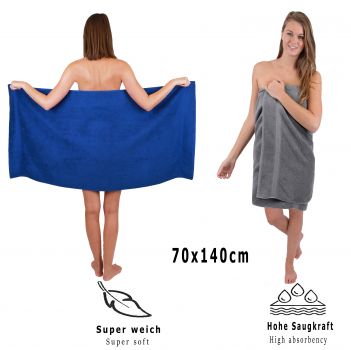 Betz 10 Piece Towel Set CLASSIC 100% Cotton 2 Face Cloths 2 Guest Towels 4 Hand Towels 2 Bath Towels Colour: royal blue & anthracite grey