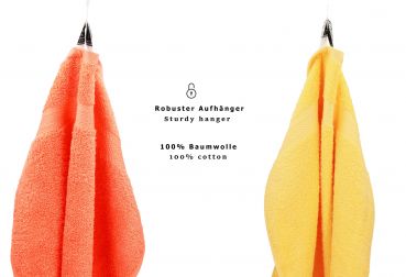 Betz 10 Piece Towel Set CLASSIC 100% Cotton 2 Face Cloths 2 Guest Towels 4 Hand Towels 2 Bath Towels Colour: orange & yellow