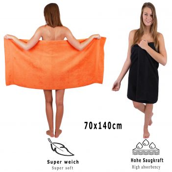 Betz Set di 10 asciugamani Classic-Premium 2 lavette 2 asciugamani per ospiti 4 asciugamani 2 asciugamani da doccia 100 % cotone colore arancione e nero