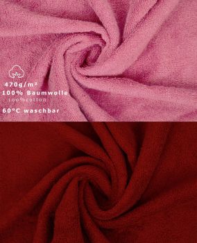 Betz Set di 10 asciugamani Premium 2 asciugamani da doccia 4 asciugamani 2 asciugamani per ospiti 2 guanti da bagno 100% cotone colore rosa antico e rosso scuro