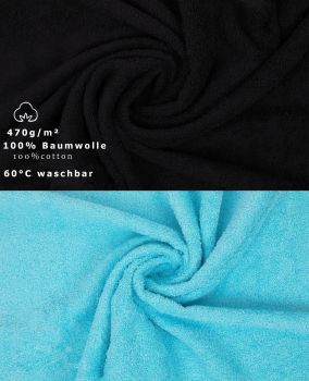 Lot de 10 serviettes "Premium" noir et turquoise, 2 serviettes de bain, 4 serviettes de toilette, 2 serviettes d'invité et 2 gants de toilette de Betz