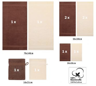 Betz Set di 10 asciugamani Premium 2 asciugamani da doccia 4 asciugamani 2 asciugamani per ospiti 2 guanti da bagno 100% cotone colore beige e marrone noce