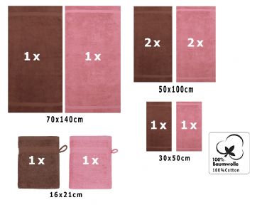 Betz 10 Piece Towel Set PREMIUM 100% Cotton 2 Wash Mitts 2 Guest Towels 4 Hand Towels 2 Bath Towels Colour: hazel & old rose