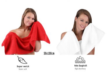 Betz 10 Piece Towel Set PREMIUM 100% Cotton 2 Wash Mitts 2 Guest Towels 4 Hand Towels 2 Bath Towels Colour: red & white