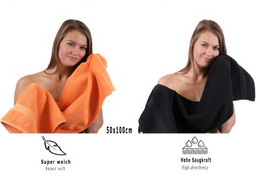 Betz 10 Piece Towel Set PREMIUM 100% Cotton 2 Wash Mitts 2 Guest Towels 4 Hand Towels 2 Bath Towels Colour: orange & black