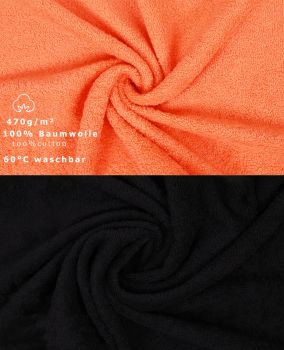 Betz 10 Piece Towel Set PREMIUM 100% Cotton 2 Wash Mitts 2 Guest Towels 4 Hand Towels 2 Bath Towels Colour: orange & black