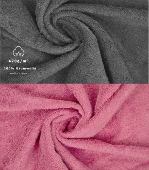 Betz Set di 10 asciugamani Premium 2 asciugamani da doccia 4 asciugamani 2 asciugamani per ospiti 2 guanti da bagno 100% cotone colore rosa antico e grigio antracite
