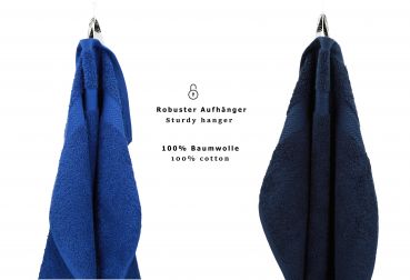 Betz 10 Piece Towel Set PREMIUM 100% Cotton 2 Wash Mitts 2 Guest Towels 4 Hand Towels 2 Bath Towels Colour: royal blue & dark blue