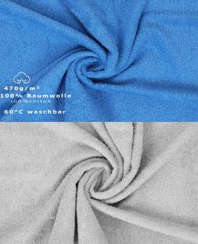 Betz Juego de 10 toallas PREMIUM 100% algodón de color azul claro y gris plata