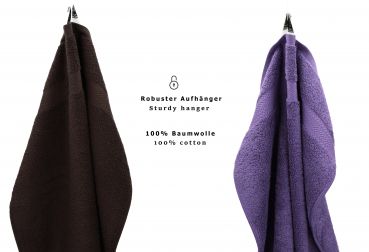 Betz Lot de 10 serviettes set de 2 serviettes de bain 4 serviettes de toilette 2 serviettes d'invité et 2 gants de toilette 100% Coton Premium couleur marron foncé, violet