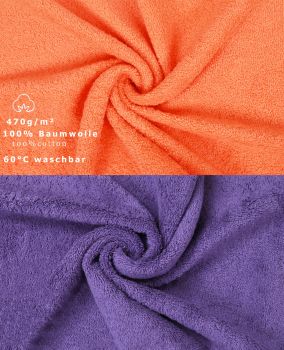 Betz 10 Piece Towel Set PREMIUM 100% Cotton 2 Wash Mitts 2 Guest Towels 4 Hand Towels 2 Bath Towels Colour: orange & purple