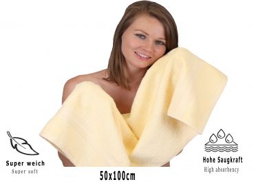 Lot de 5 serviettes GOLD, couleur beige, qualité 600 g/m², 1 drap de bain 70 x 140 cm, 2 serviettes de toilette 50 x 100 cm, 2 lavettes 30 x 30 cm de Betz