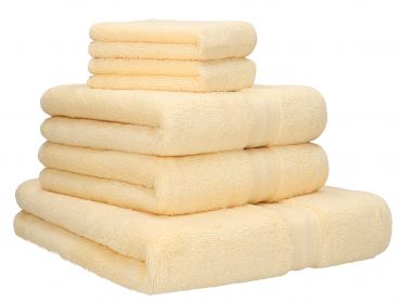 Lot de 5 serviettes GOLD, couleur beige, qualité 600 g/m², 1 drap de bain 70 x 140 cm, 2 serviettes de toilette 50 x 100 cm, 2 lavettes 30 x 30 cm de Betz