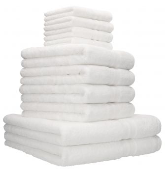 Betz 10-tlg. Handtuch-Set GOLD Luxus Qualität 600g/m² 100% Baumwolle 2 Duschtücher 4 Handtücher 4 Seiftücher Farbe weiß