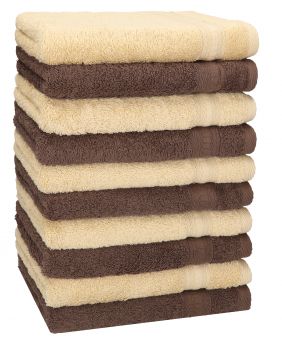 Set di 10 asciugamani per ospiti della serie GOLD, colore: beige e marrone noce, misure: 30 x 50 cm, qualità: 600g/m²