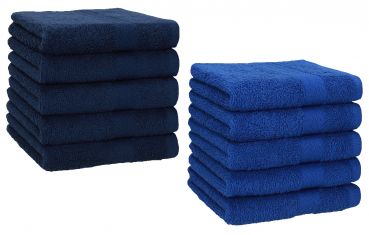 Betz 10 Piece Towel Set PREMIUM 100% Cotton 10 Face Cloths Colour: dark blue & royal blue