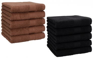Betz 10 Piece Towel Set PREMIUM 100% Cotton 10 Face Cloths Colour: hazel & black