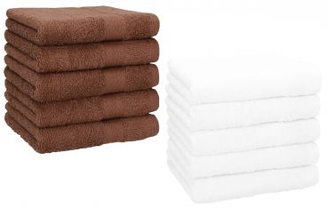 Betz 10 Piece Towel Set PREMIUM 100% Cotton 10 Face Cloths Colour: hazel & white