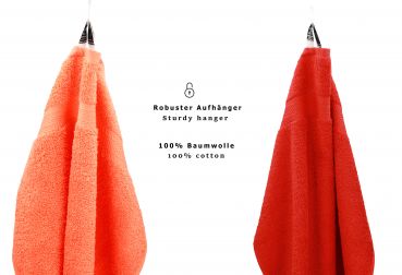 Betz 10 Piece Towel Set PREMIUM 100% Cotton 10 Face Cloths Colour: orange & red