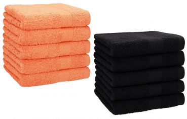 Lot de 10 serviettes débarbouillettes "Premium" couleur: orange & noir, taille: 30x30 cm de Betz