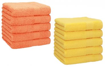 Lot de 10 serviettes débarbouillettes "Premium" couleur: orange & jaune, taille: 30x30 cm de Betz