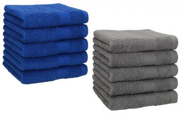 Lot de 10 serviettes débarbouillettes "Premium" couleur: bleu royal & gris anthracite, taille: 30x30 cm de Betz