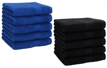Lot de 10 serviettes débarbouillettes "Premium" couleur: bleu royal & noir, taille: 30x30 cm de Betz