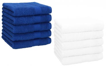 Betz 10 Piece Towel Set PREMIUM 100% Cotton 10 Face Cloths Colour: royal blue & white