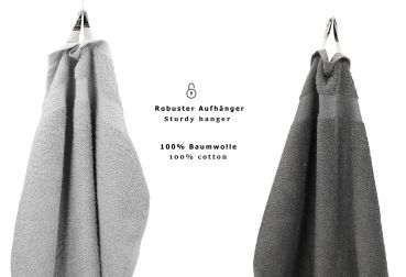 Betz Paquete de 10 toallas faciales PREMIUM 30x30cm 100% algodón de colores antracita y gris plata