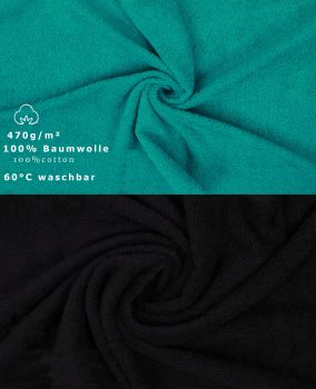 Betz 10 Piece Towel Set PREMIUM 100% Cotton 10 Face Cloths Colour: emerald green & black